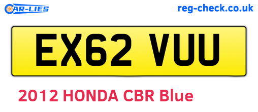 EX62VUU are the vehicle registration plates.