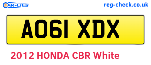 AO61XDX are the vehicle registration plates.