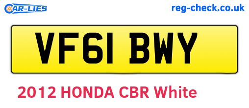 VF61BWY are the vehicle registration plates.