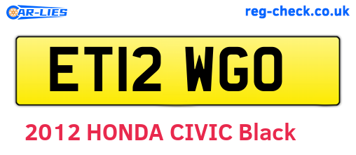ET12WGO are the vehicle registration plates.