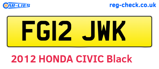 FG12JWK are the vehicle registration plates.