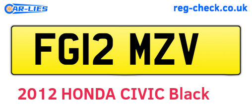FG12MZV are the vehicle registration plates.
