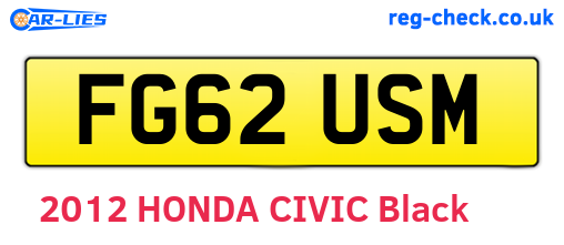 FG62USM are the vehicle registration plates.