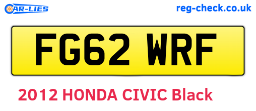 FG62WRF are the vehicle registration plates.