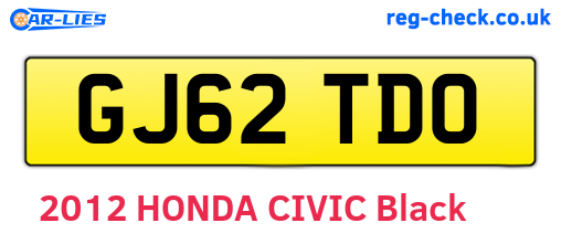 GJ62TDO are the vehicle registration plates.