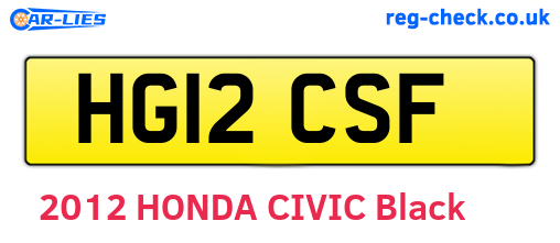 HG12CSF are the vehicle registration plates.
