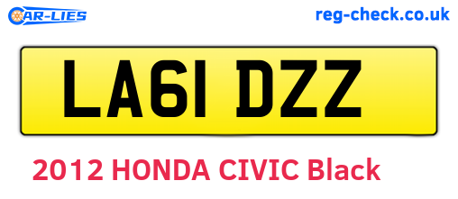 LA61DZZ are the vehicle registration plates.