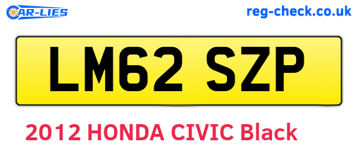 LM62SZP are the vehicle registration plates.