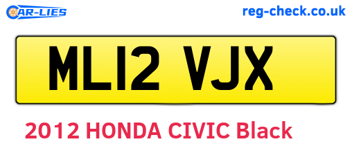 ML12VJX are the vehicle registration plates.