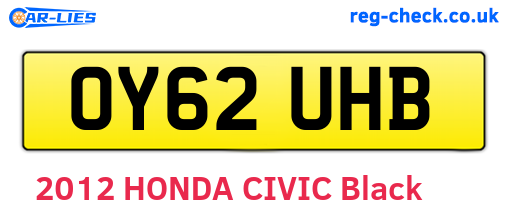 OY62UHB are the vehicle registration plates.