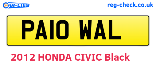 PA10WAL are the vehicle registration plates.