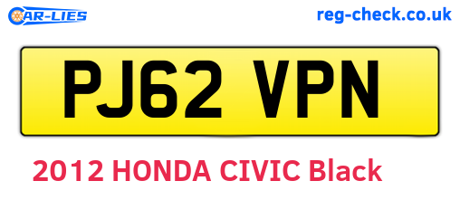 PJ62VPN are the vehicle registration plates.