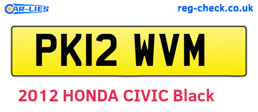 PK12WVM are the vehicle registration plates.