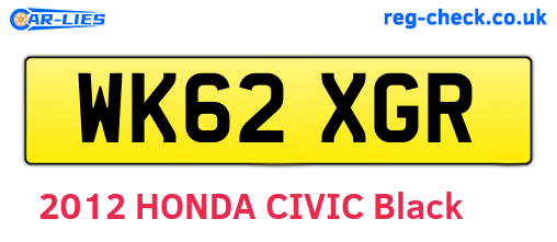 WK62XGR are the vehicle registration plates.