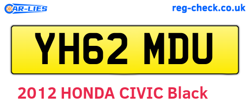 YH62MDU are the vehicle registration plates.