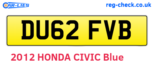 DU62FVB are the vehicle registration plates.