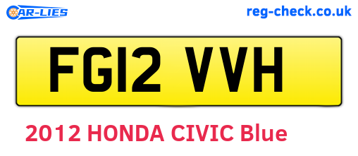 FG12VVH are the vehicle registration plates.