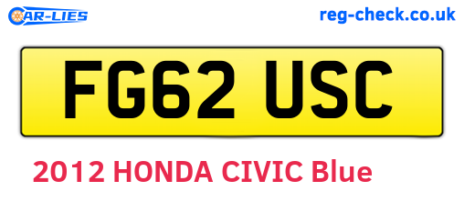 FG62USC are the vehicle registration plates.