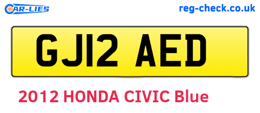 GJ12AED are the vehicle registration plates.