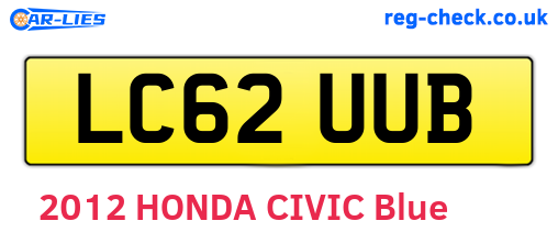 LC62UUB are the vehicle registration plates.