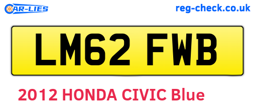 LM62FWB are the vehicle registration plates.