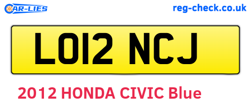 LO12NCJ are the vehicle registration plates.