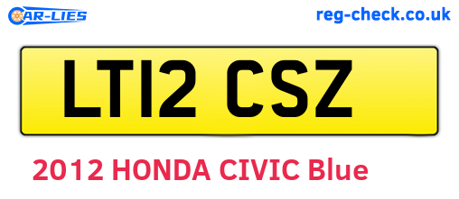 LT12CSZ are the vehicle registration plates.