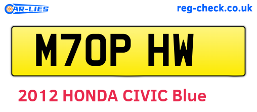 M70PHW are the vehicle registration plates.