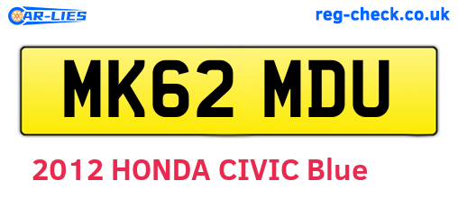 MK62MDU are the vehicle registration plates.