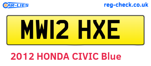 MW12HXE are the vehicle registration plates.