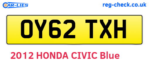 OY62TXH are the vehicle registration plates.