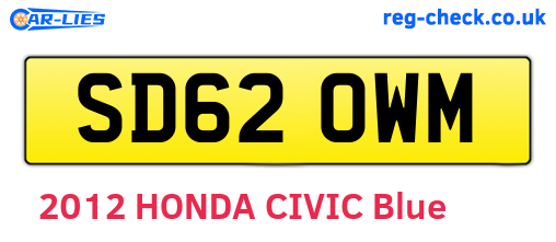 SD62OWM are the vehicle registration plates.