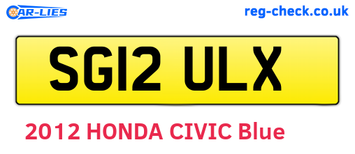 SG12ULX are the vehicle registration plates.