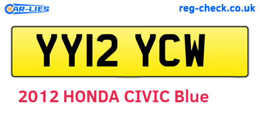 YY12YCW are the vehicle registration plates.