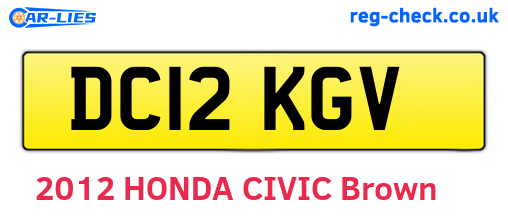 DC12KGV are the vehicle registration plates.