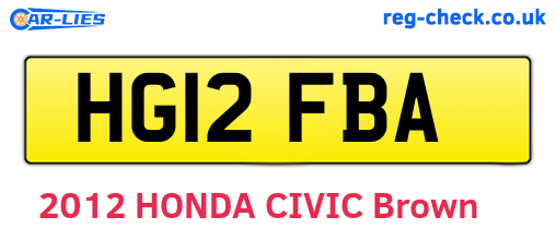 HG12FBA are the vehicle registration plates.