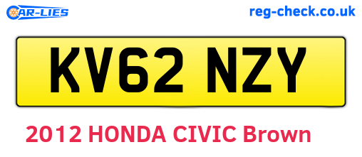 KV62NZY are the vehicle registration plates.