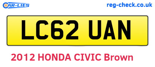 LC62UAN are the vehicle registration plates.