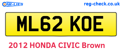 ML62KOE are the vehicle registration plates.