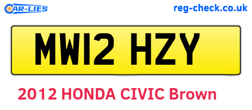 MW12HZY are the vehicle registration plates.