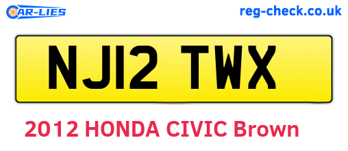NJ12TWX are the vehicle registration plates.