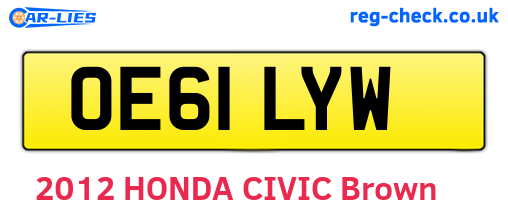 OE61LYW are the vehicle registration plates.