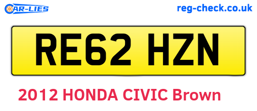 RE62HZN are the vehicle registration plates.