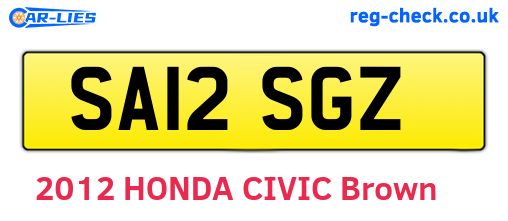 SA12SGZ are the vehicle registration plates.