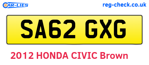 SA62GXG are the vehicle registration plates.