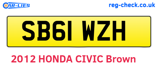SB61WZH are the vehicle registration plates.