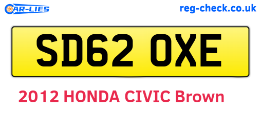 SD62OXE are the vehicle registration plates.
