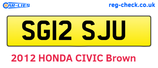 SG12SJU are the vehicle registration plates.