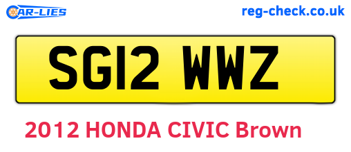 SG12WWZ are the vehicle registration plates.