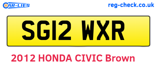 SG12WXR are the vehicle registration plates.